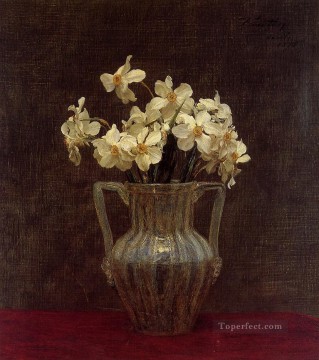 Henri Fantin Latour Painting - Narcisses in an Opaline Glass Vase Henri Fantin Latour